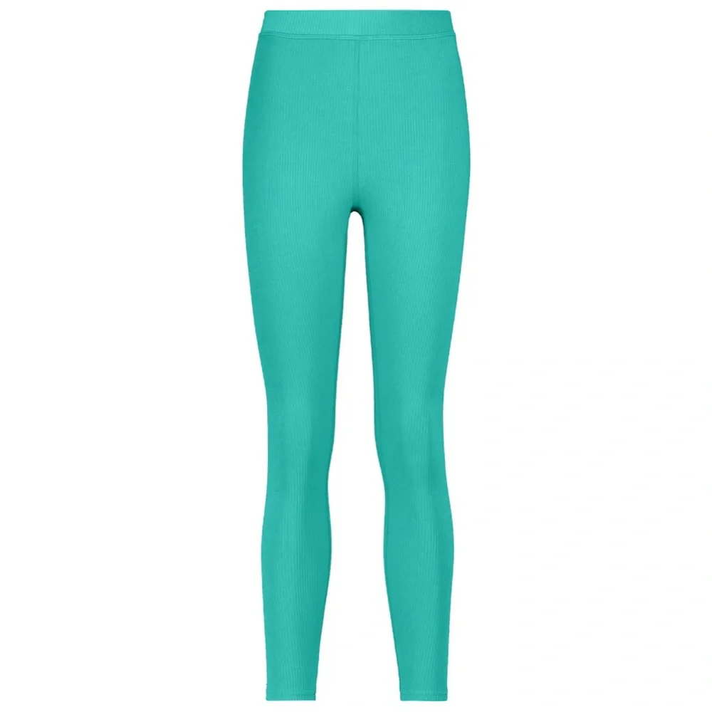 ALO YOGA Ribbed High-Waist 7/8 Blissful Legging - Emerald Green teal turquoise